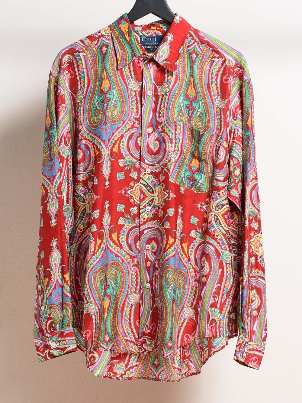 Vintage Polo Ralph Lauren 100% Silk Paisley Button Front Shirt Men’s XXL